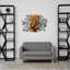 Accessoire mural décoratif en bois, noir et noyer, 33,5 po x 22,8 po | Cadre 100% métal (épaisseur: 0,05 po) et envers 100% bois (épaisseur: 1,2 po) | Décoration intérieure élégante pour les espaces de vie modernes