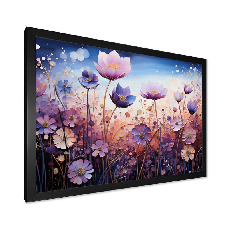 «Purple Mystical Blooms VI», reproduction d'art sur toile, H 12 po x l 20 po x P 1 po, Cadre simple noir