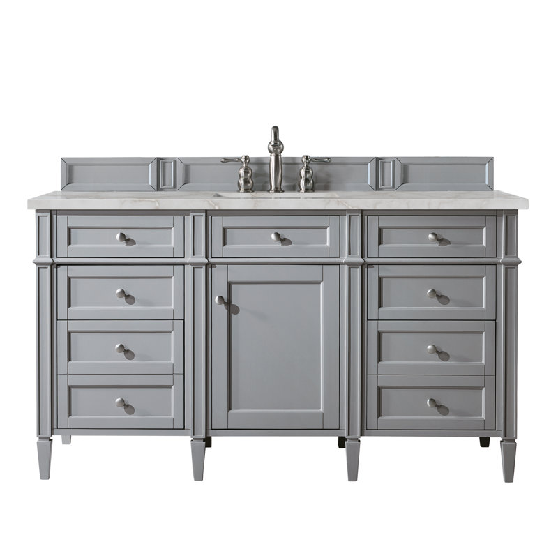 Brittany 60 in. Single Vanity, Victory Blue, Victorian Silver, 8" Widespread