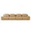 Canapé d'angle modulaire moderne 4 places 153 po, tissu en velours côtelé, assises profondes, passepoil nacré, capitonnage, fixation par boucle, antidérapant, livré monté, couleur camel