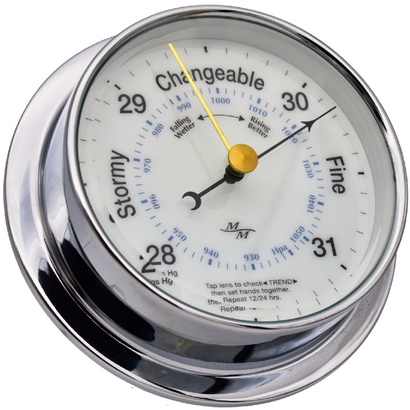 5.75'' Wireless Outdoor Barometer, Chrome