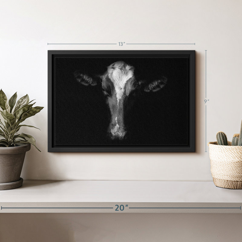 Animal «Visage de vache monochrome», H 13 po x l 9 po