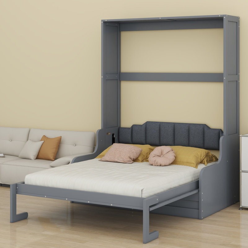 Lit escamotable mural Murphy avec coussin, Gris