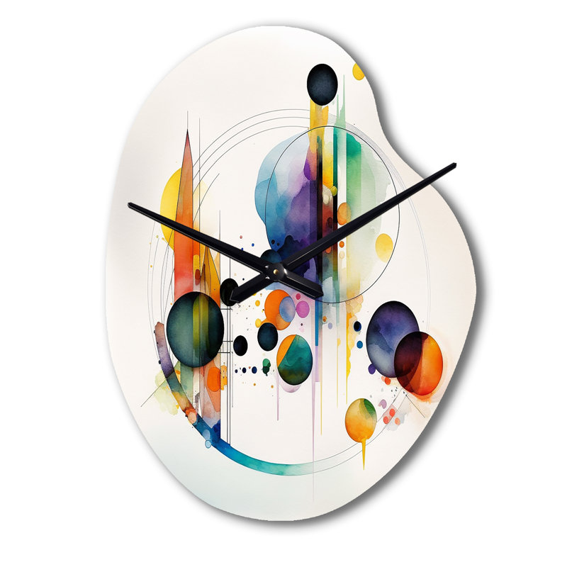Art géométrique multicolore aquarelle I - horloge murale géométrique de forme irrégulière, horloge murale asymétrique moderne