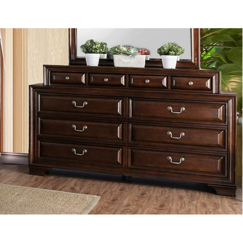 Commode double 10 tiroirs Aimara, Cerisier brun