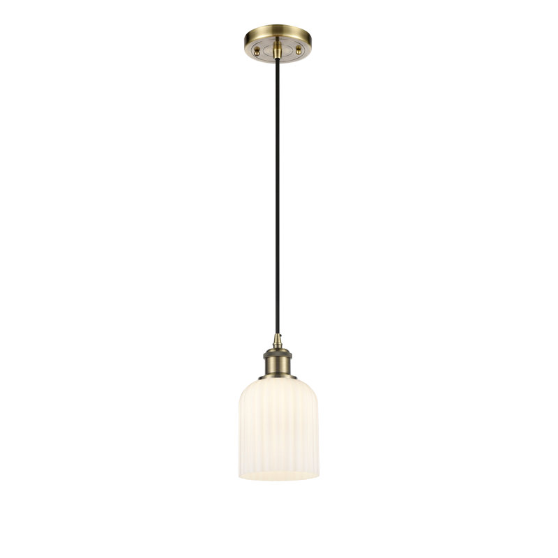 Luminaire suspendu 1 lumière Aalina, Laiton antique, Gloss White
