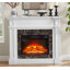 Foyer électrique avec manteau de cheminée, manteau de cheminée, radiateur autoportant, entourage réaliste en pierre empilée avec minuterie à télécommande flamme, blanc, l 45,66 po x P 11,8 po x H 40 po-148688616