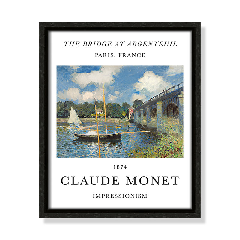 Pont à Argenteuil par Claude Monet, Cadre flottant espresso, Non, H 11,5 po x l 9,5 po x P 2 po