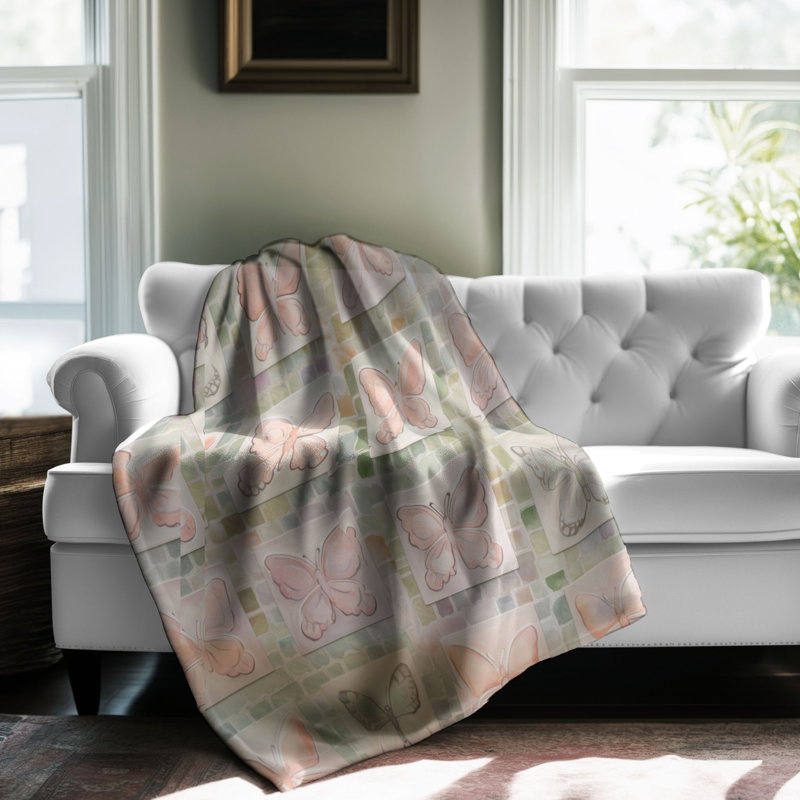 Courtepointe Soft Butterfly - couverture de qualité supérieure 1 pièce, Lit simple