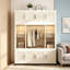 Armoire modulaire en PP pliable à 12 cubes avec 12 portes cannelées en ambre magnétique et tringle à vêtements centrale, armoire de rangement portative autoportante pour chambre de bébé