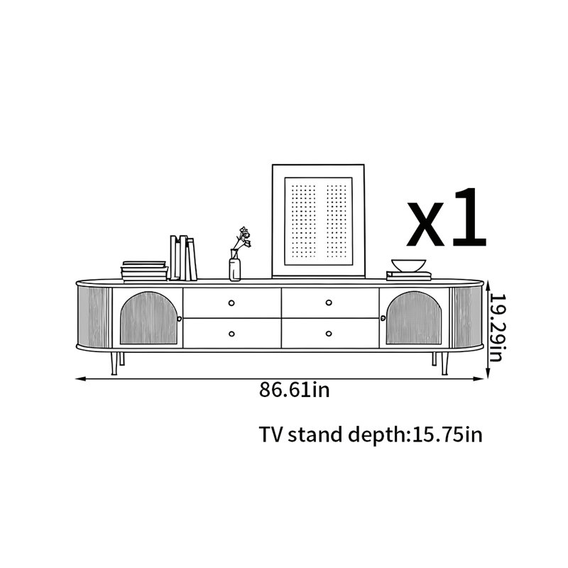 Meuble télé moderne et luxueux, Crème, crème, 86.61"