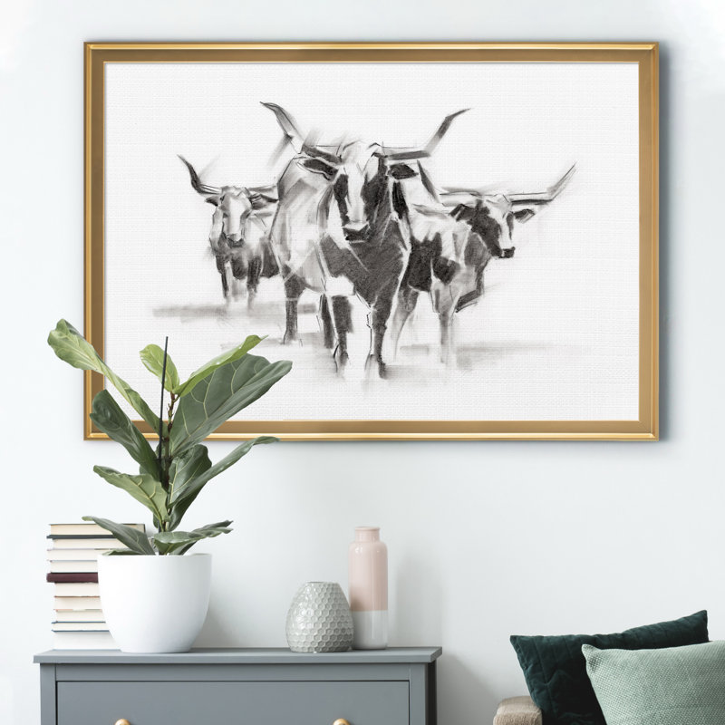 Bétail contemporain II, reproduction d'art sur toile, Doré, H 30,5 po x l 42,5 po x P 1,5 po