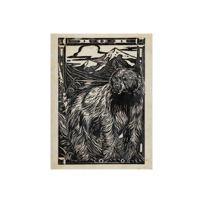 Linocut III (ours) et toile texturée embellie à la main