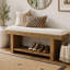 Banc en bois massif 47,2 "avec siège rembourré et rangement pour chaussures