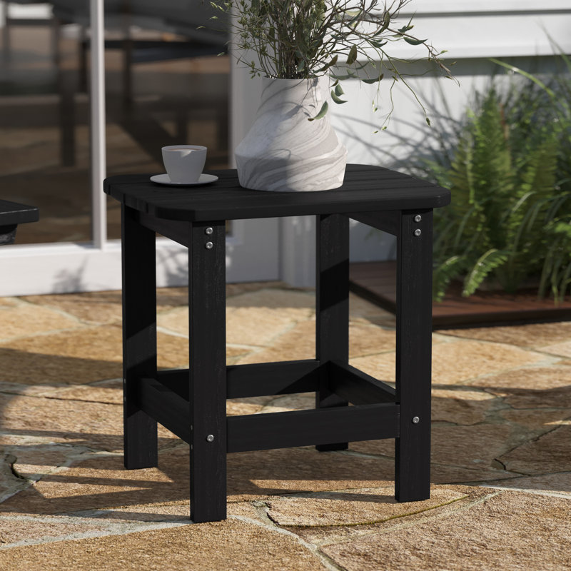 All-Weather Poly Resin Wood Adirondack Side Table, Black