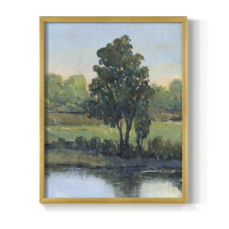 Tree by the Riverbank I Framed Print - Solid Wood, Gold, 14" H x 11" W