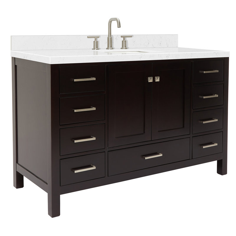 Ensemble de meuble-lavabo double 54 po , Espresso / nickel brossé