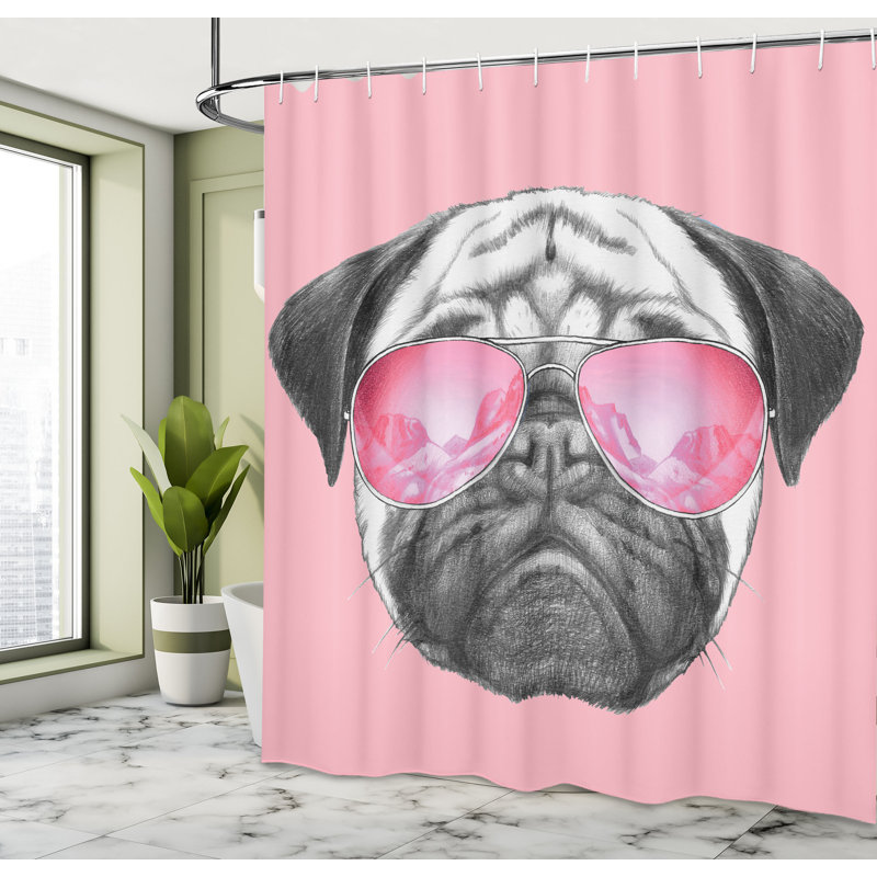 Ensemble de rideau de douche et crochets carlin, H 70 po x l 69 po, Rose pâle