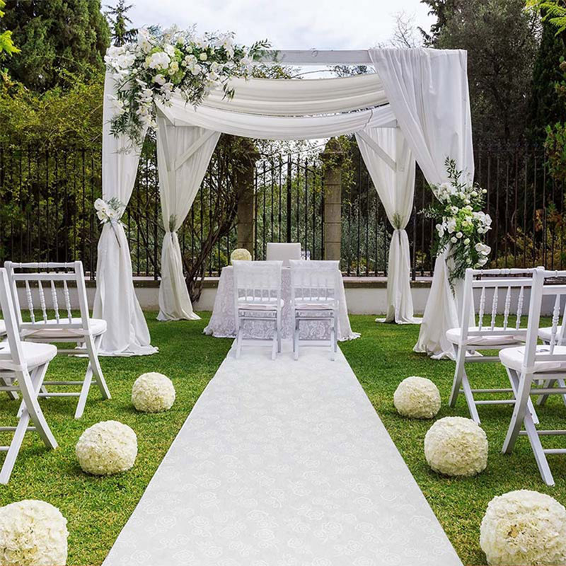 Tapis de couloir de fête de mariage, H 0,1 po x l 480 po x P 39,6 po, Blanc