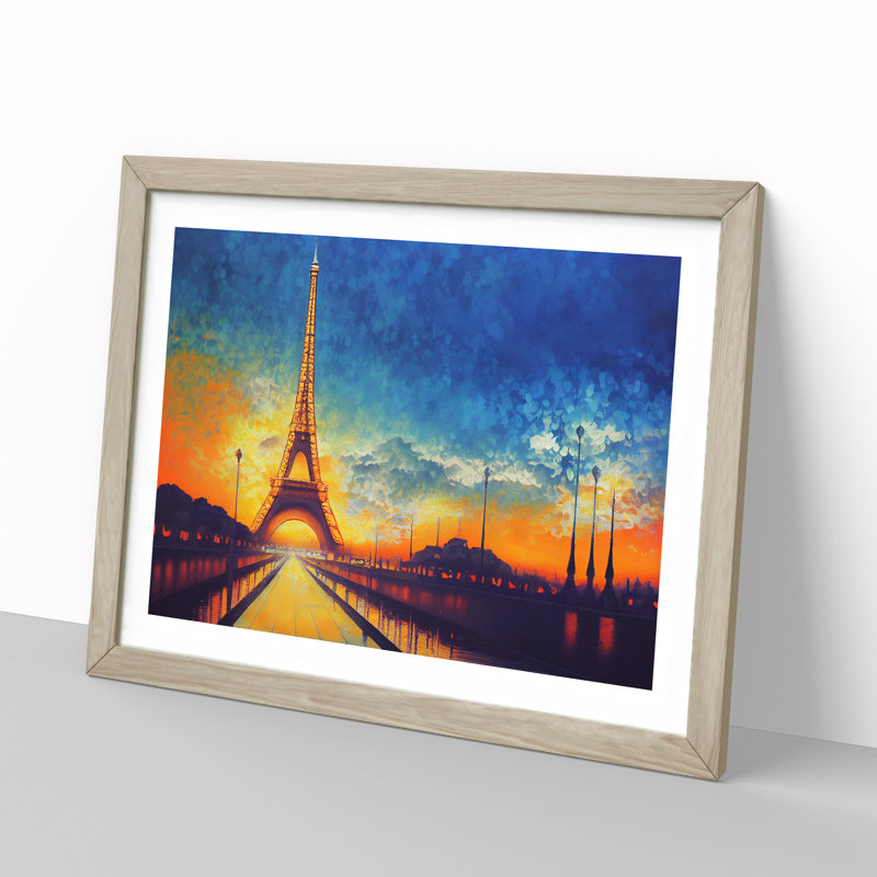 Eiffel Tower - Single Picture Frame Painting, 34cm H x 46cm W x 2cm D, Oak