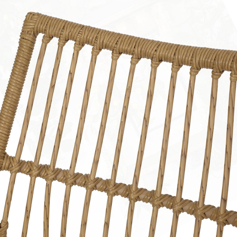 WICKER HIGH-BACK CHAIR, Beige Cushion/Natural Frame