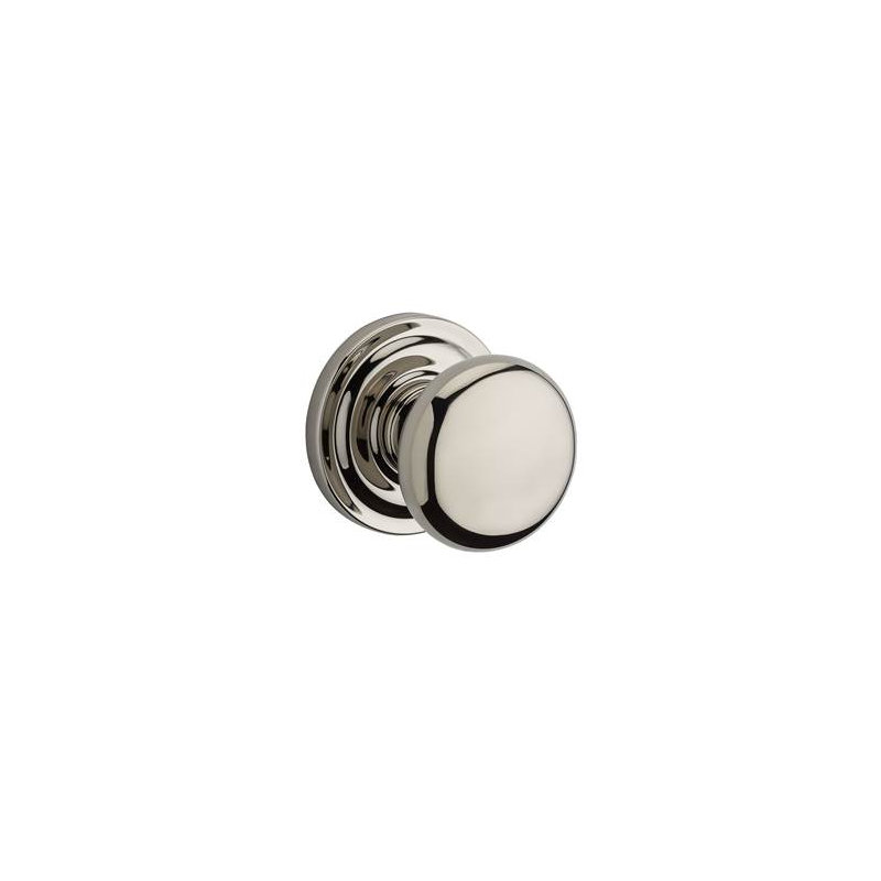 Round Privacy Door Knob with Traditional Round Rose, Polished Nickel