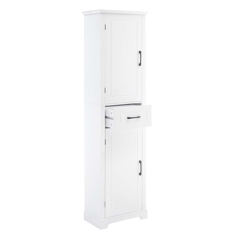 Grande armoire de rangement autoportante en panneau de fibres à densité moyenne avec 2 portes, tablettes réglables et porte