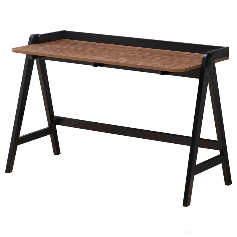 Bureau d'écriture en noyer et noir avec ports USB (bureau)