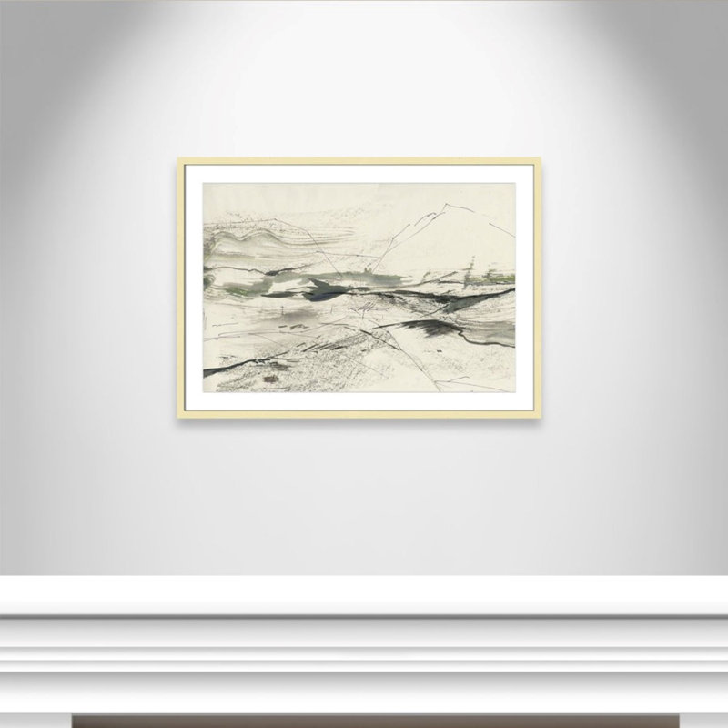 " Green Sketches " by PI Studio, Blanc, H 25,5 po x l 35,5 po x P 1,25 po, Cadre doré encadré