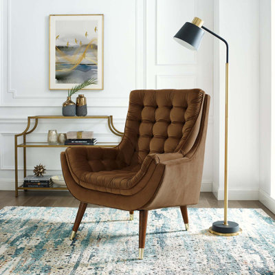 Suggest Button Tufted Upholstered Velvet Lounge Chair