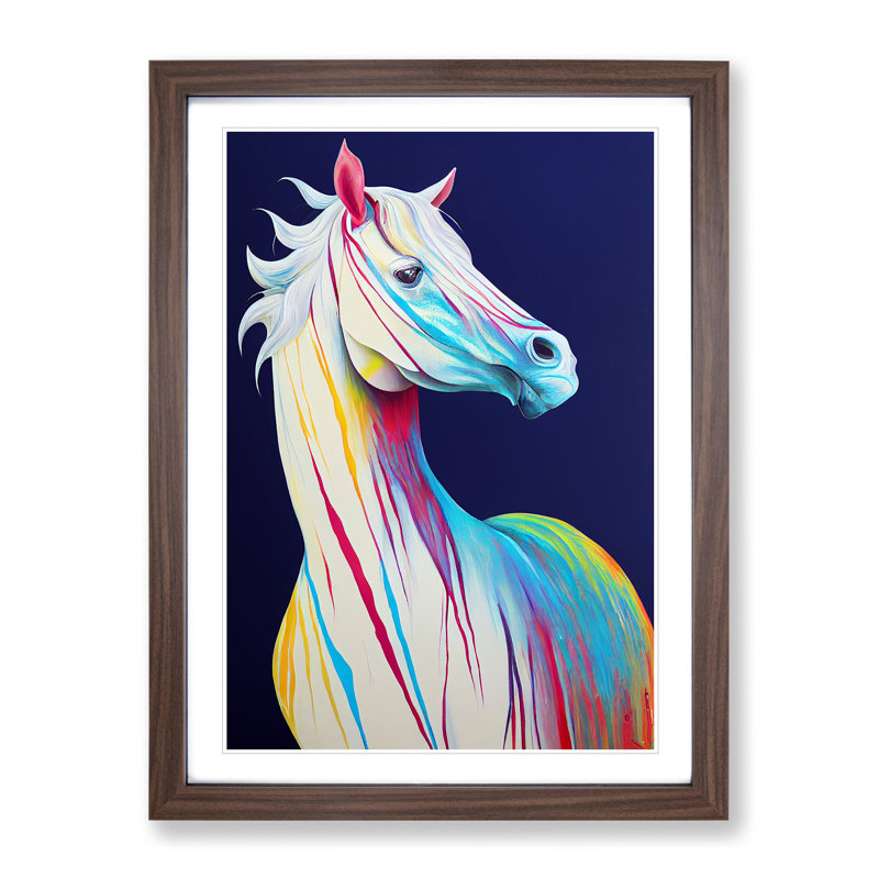 Horse Abstract - Single Picture Frame Print, 64cm H x 46cm W x 2cm D, Walnut