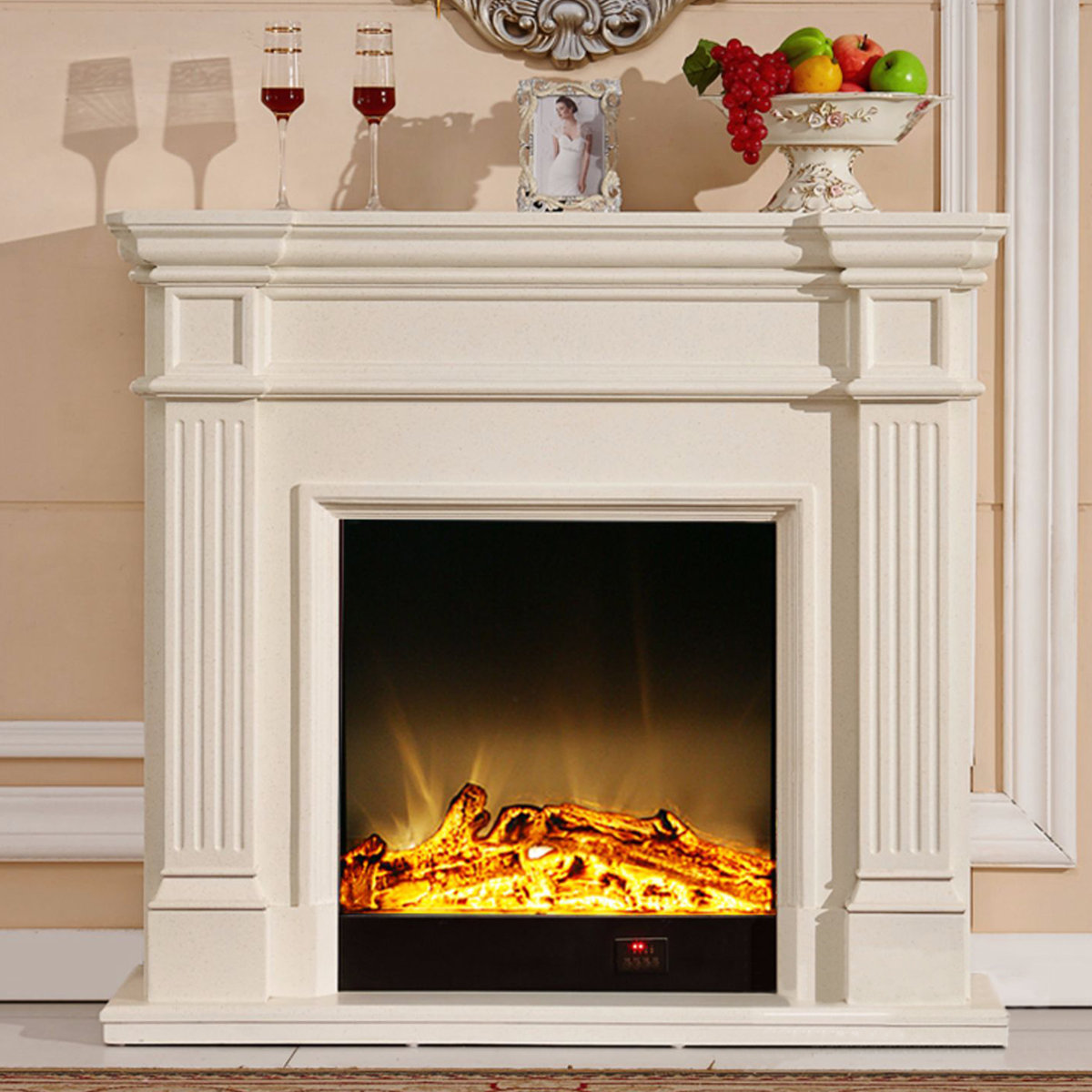Best HD Pictures about  Solid Wood Electric Fireplace  with No AI Images