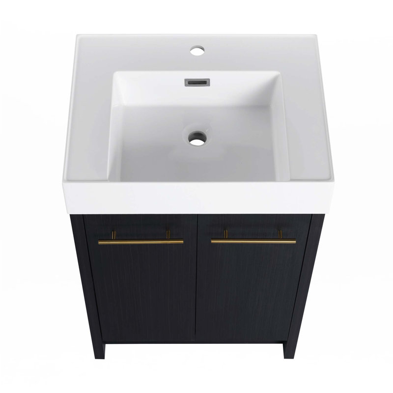 Meuble-lavabo autoportant avec lavabo en résine