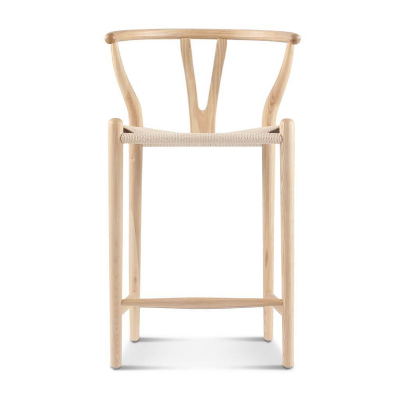 Tabouret de comptoir moderne en frêne naturel, Bois de frêne naturel