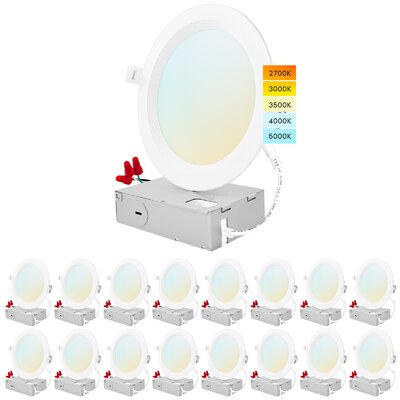 6"" Ultra Slim Selectable CCT New Construction IC LED Canless Recessed Lighting Kit -  Luxrite, LR23732-16PK