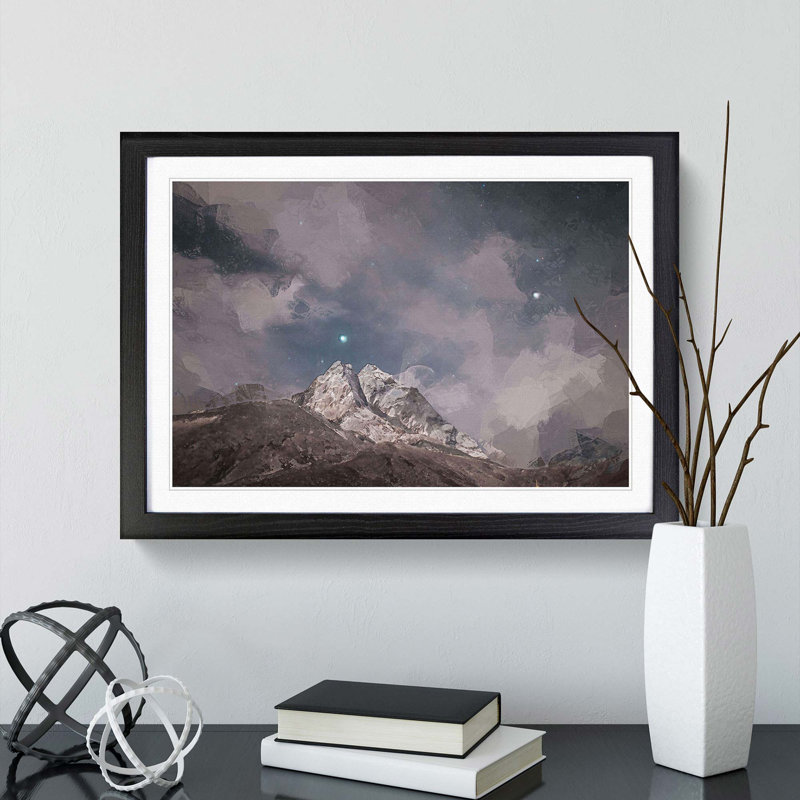 Stars Above the Himalayas - Picture Frame Graphic Art Print, 48cm H x 65cm W x 2cm D, Black Framed