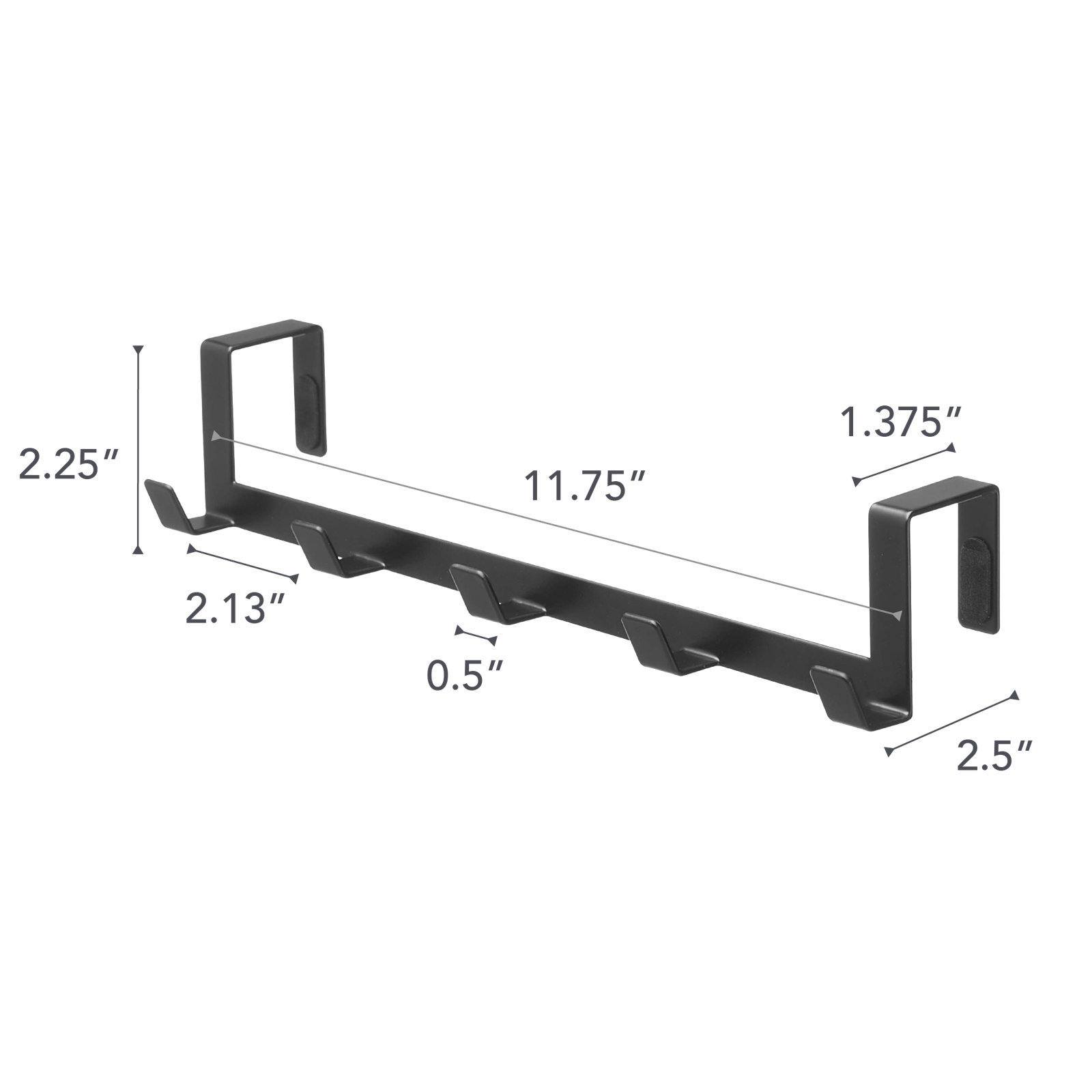 5 - Hook Steel Coat Rack, Black