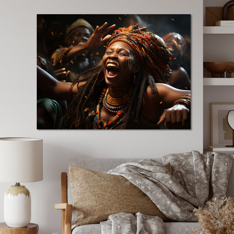 Célébration de la culture africaine I sur toile, H 16 po x l 32 po x P 1 po, Toile tendue