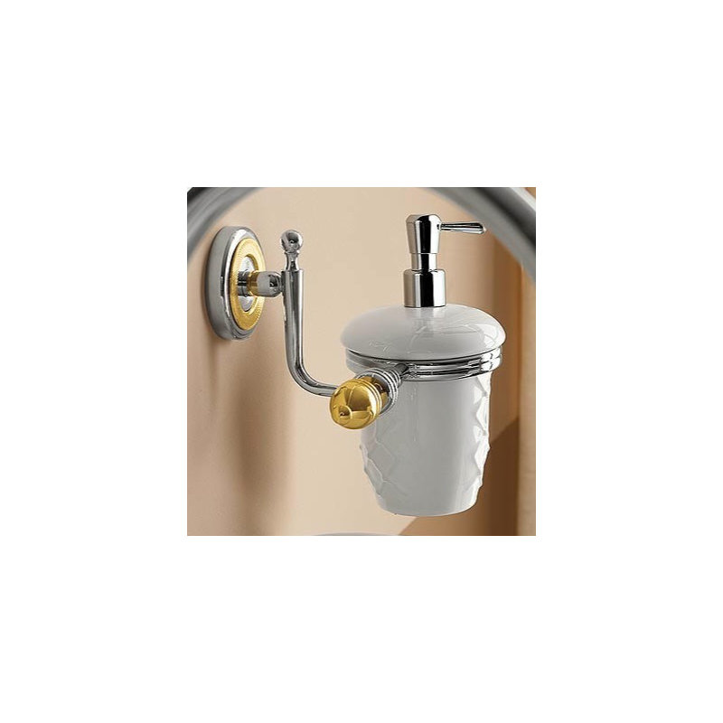 Distributeur de savon mural en céramique pour grand lit, Chrome et or