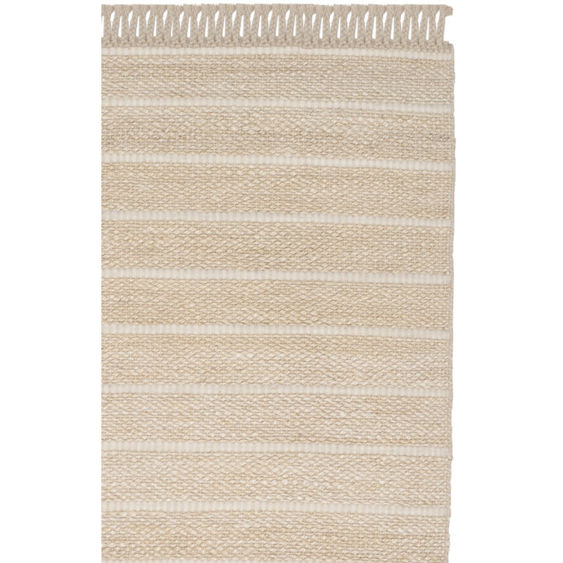Abas Natural Fiber Hand Woven Jute/Nz Wool Geometric Rug, Rectangle 8' x 10', Ivory