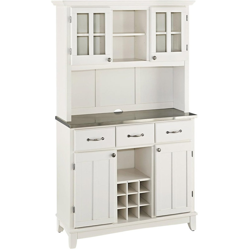 Buffet traditionnel avec bahut, blanc cassé