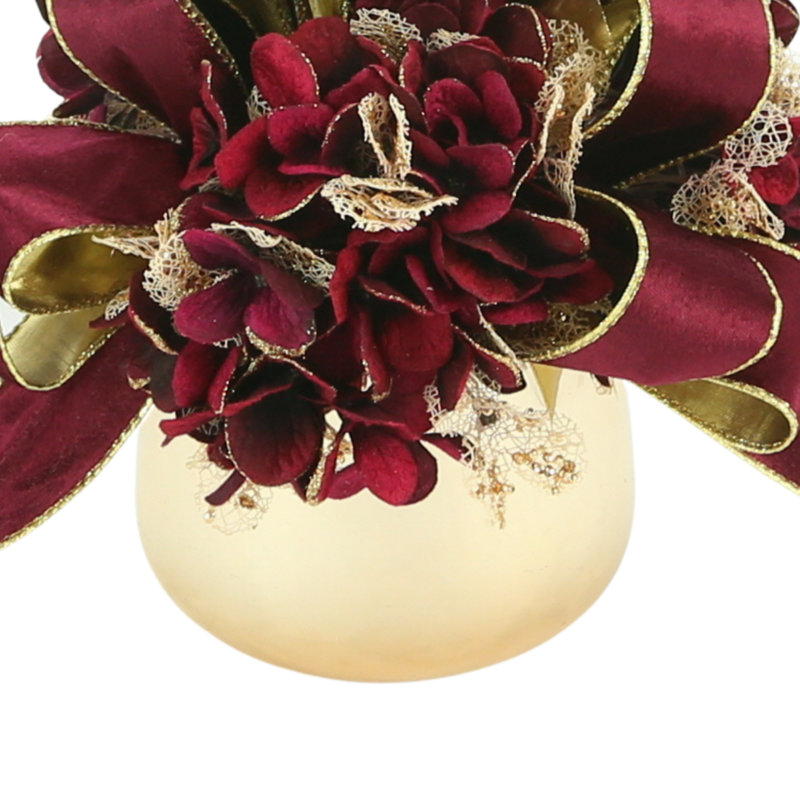 Burgundy Hydrangea With Bow Holiday Arrangement