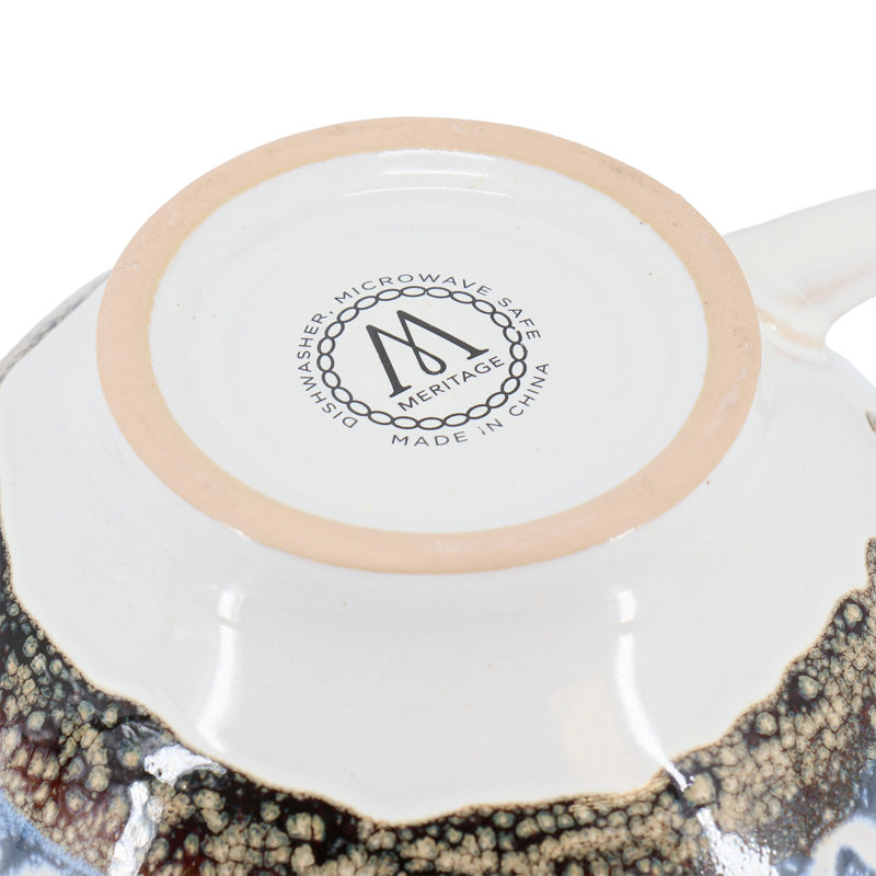 Meritage Otis 6 Piece 27 Ounce Stoneware Soup Bowl with Handle Set in Cobalt, Gray