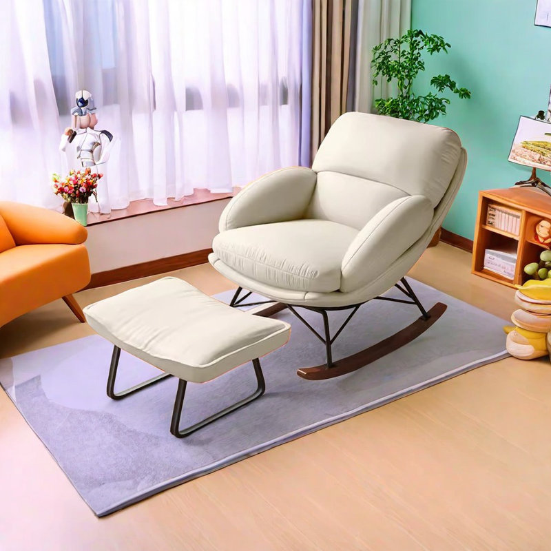 Chaise berçante de luxe de haute qualité, Blanc cassé