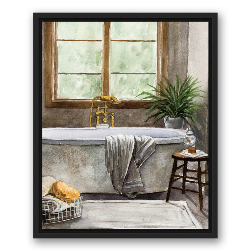 Salle de bain Homey sur toile, H 21,75 po x l 17,75 po x P 1,75 po, Cadre flottant noir