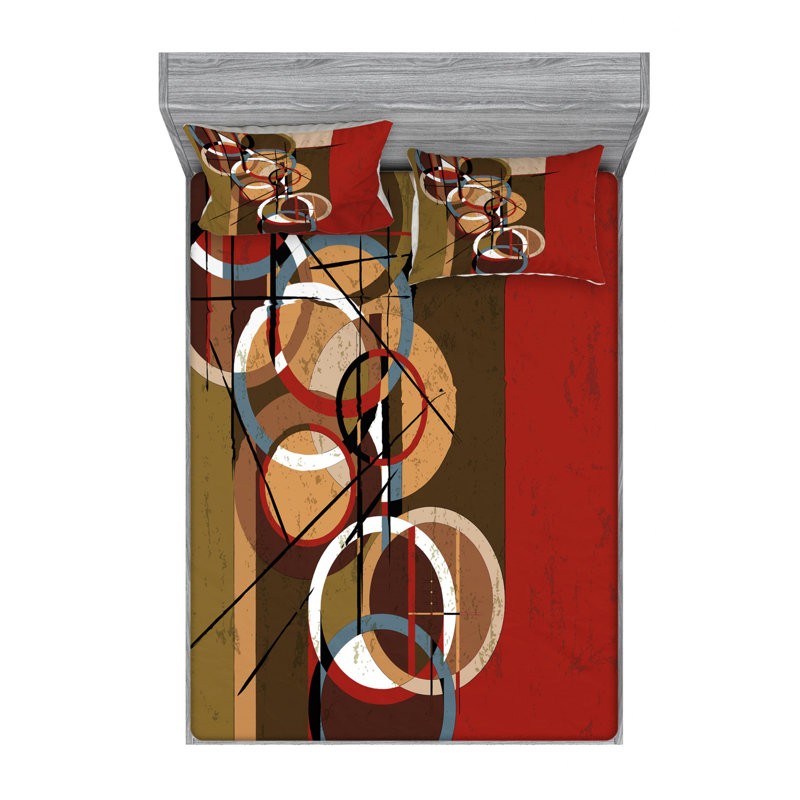 Ensemble de draps rétro à motifs abstraits, Taies d'oreiller pour grand lit