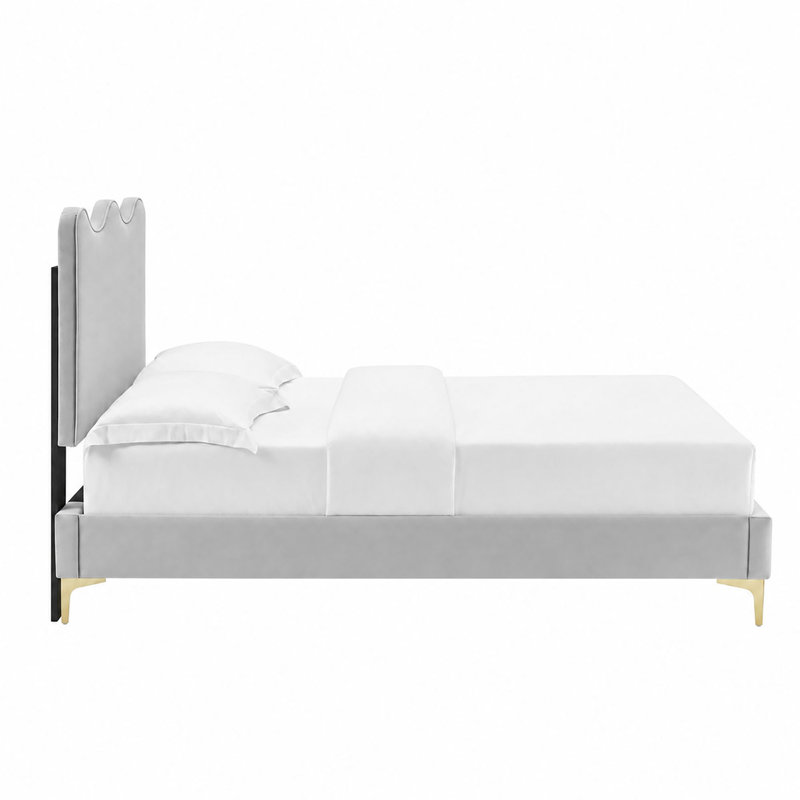 Lit plateforme en velours actuel Performance par Modway, Simple, Gris clair