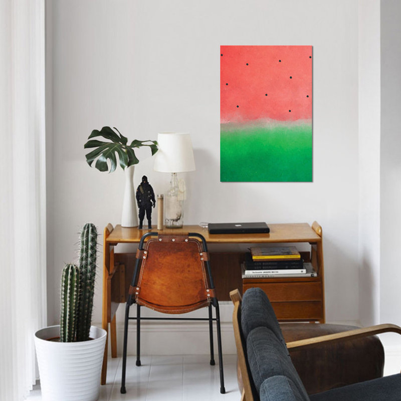« pastèque estompée », reproduction sur toile, H 18 po x l 12 po x P 1,5 po, Toile tendue, Pas de tapis
