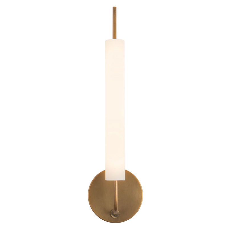 Wick 20-in Black dimmable LED Wall Sconce, Antique Brass
