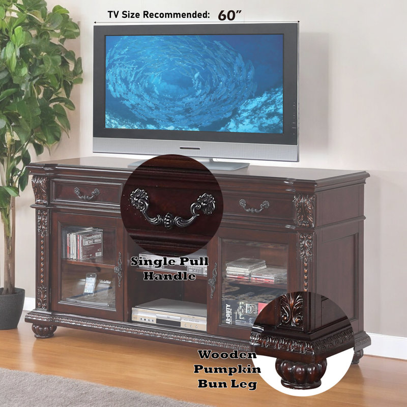 Cawthon 3-Drawer Rectangular TV Stand in Cherry